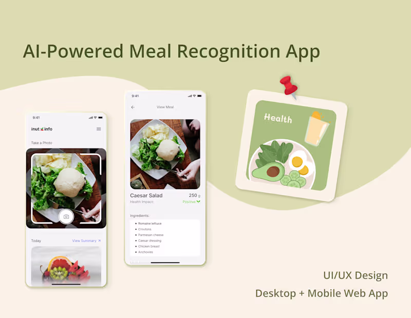 Cover image for UI UX Design for AI-Powered Meal Recognition App | Web & Mobile