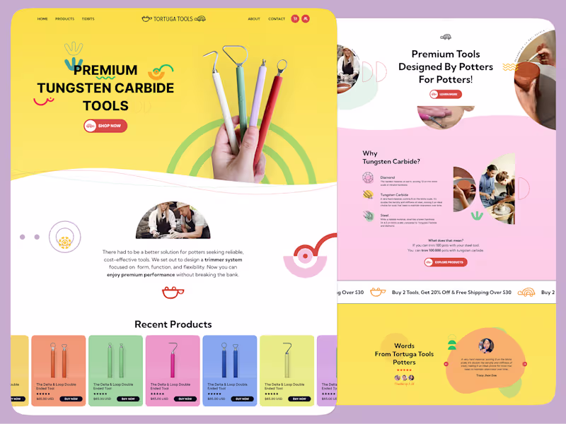 Cover image for Vibrant Pottery Tools E-commerce Website Design