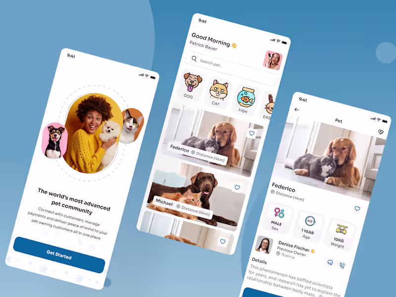 Cover image for Pet Mobile App UI.