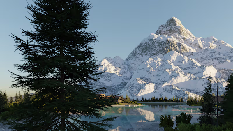 Cover image for Photorealistic Alpine Mountain Lake Landscape