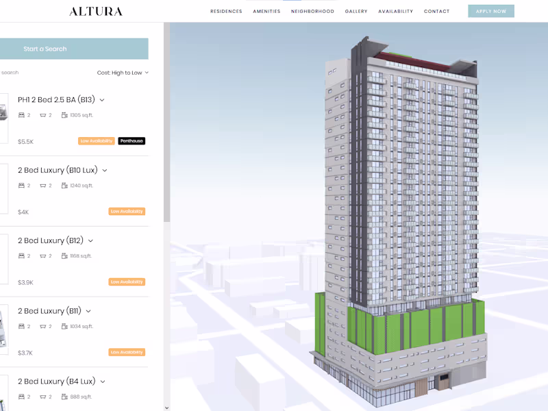 Cover image for Apartment purchase page with 3D building
