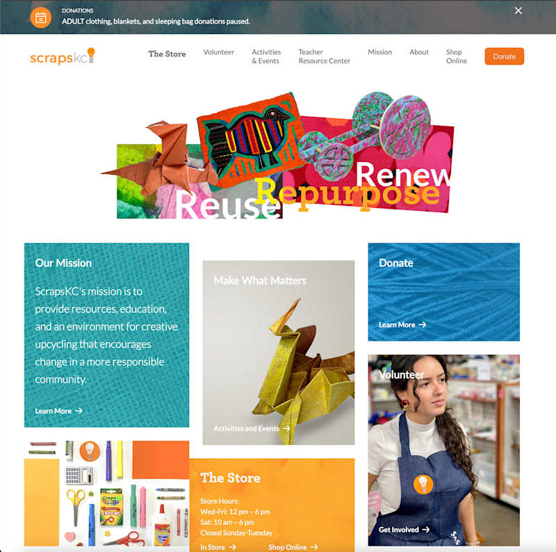 Cover image for ScrapsKC Non Profit Company Website 
