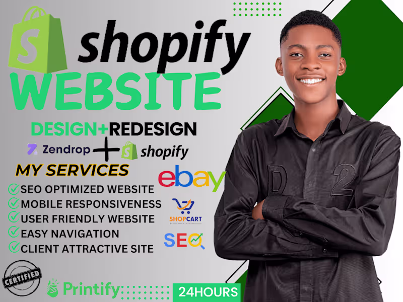 Cover image for Do shopify store design, shopify store redesign + dropshipping