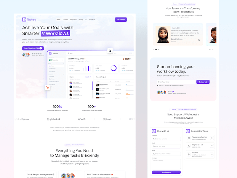 Cover image for Taskura SaaS Landing Page Design