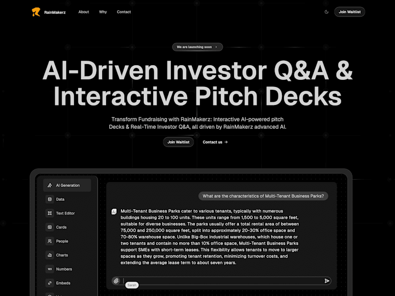 Cover image for RainMakerz:  AI-Powered Interactive Pitch Decks & Investor Q&A