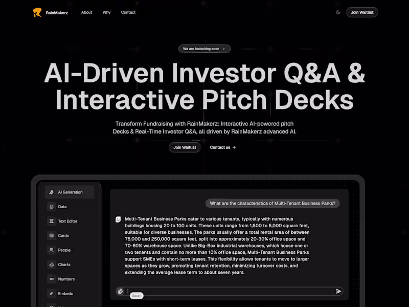 Cover image for RainMakerz:  AI-Powered Interactive Pitch Decks & Investor Q&A