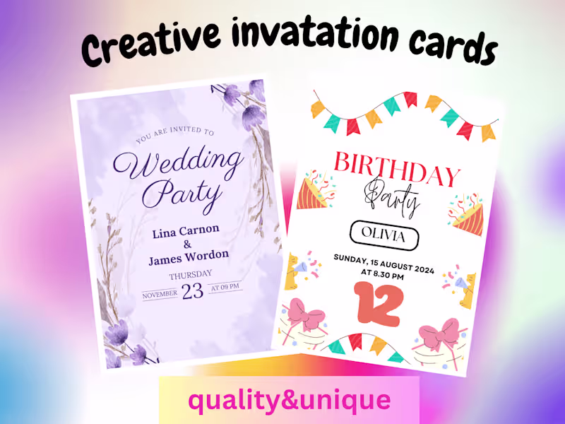 Cover image for I will make you a beautiful invatation card!