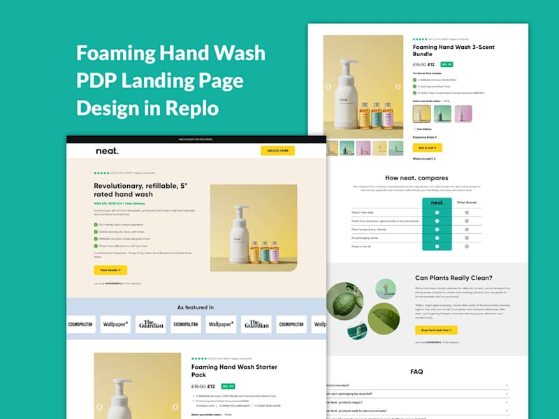 Cover image for Neat. - hand wash landing page Build in Replo