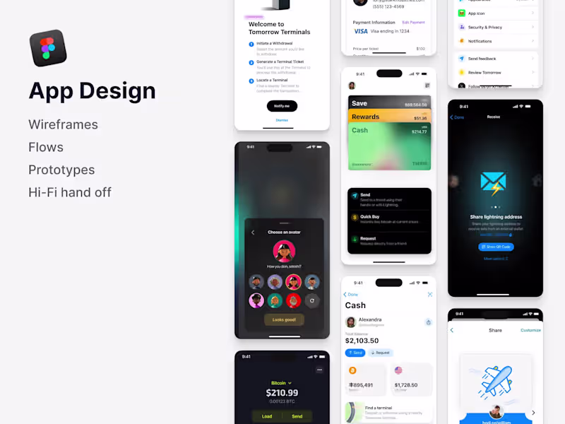 Cover image for App Design — Wireframes, prototypes, hi-fi handoffs