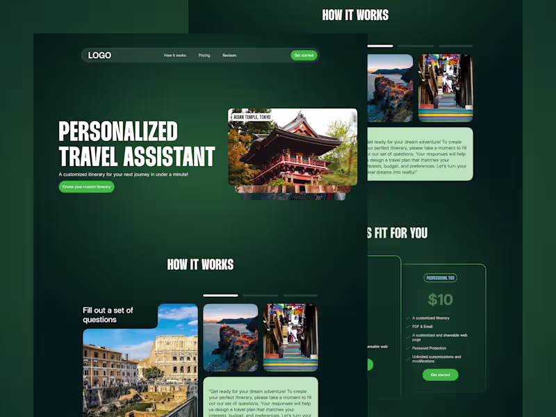 Cover image for Travel assistant landing page