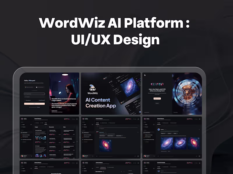 Cover image for WordWiz AI Platform : UI/UX Design 