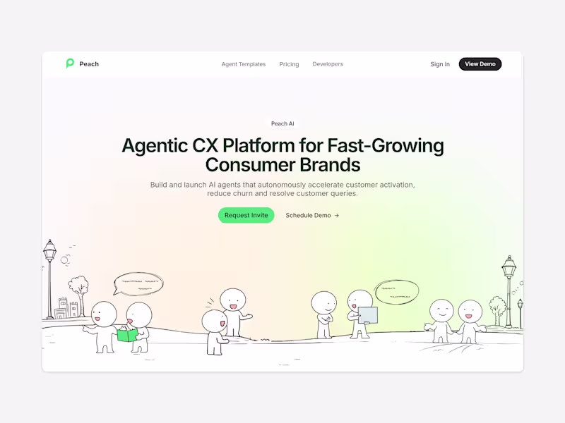Cover image for TryPeach.ai - Agentic CX Platform Website