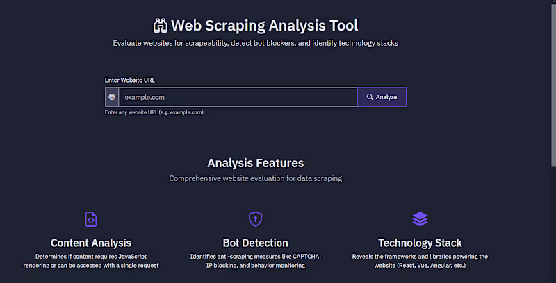Cover image for Web Scraping Analysis Tool Evaluate websites for scrapeabili...
