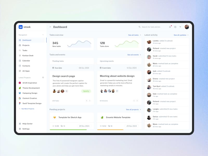 Cover image for IOTask UI Kit Design for SaaS Apps