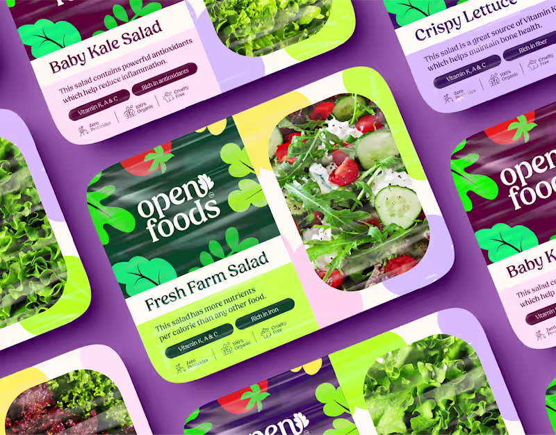 Cover image for Open Foods | Salad Brand Identity & Packaging Design