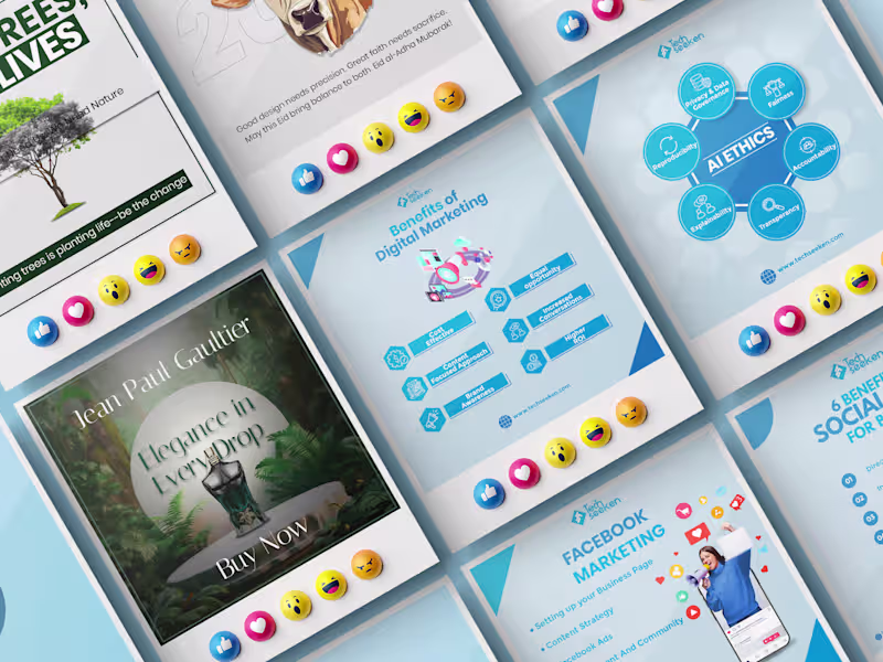 Cover image for I will design professional, modern & clean social media graphics