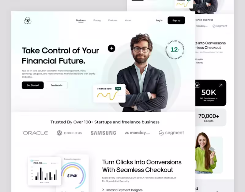 Cover image for Finance website landing page design