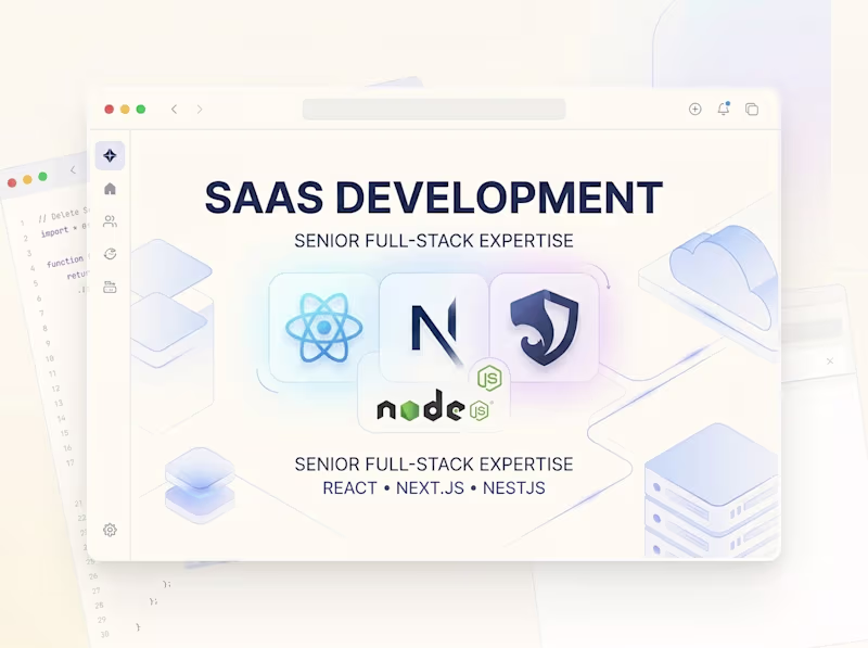 Cover image for Full-Stack SaaS Development (React, Next.js, Node.js, NestJS)
