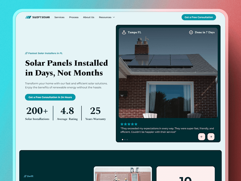 Cover image for Swift Solar 🌊 | Fast Installations Solar Website