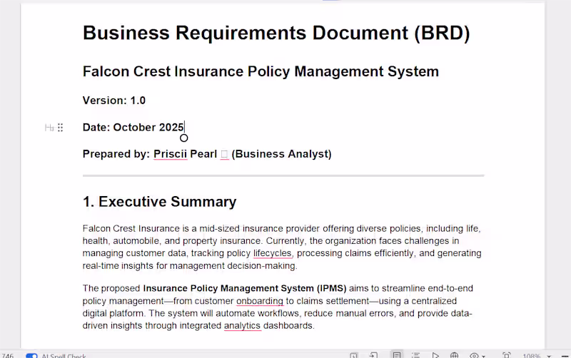 Cover image for Business Requirements & Process Documentation