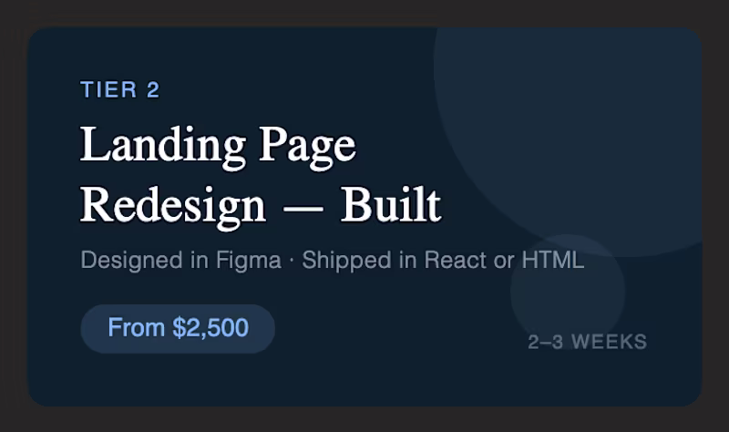 Cover image for Landing Page or Flow Redesign — Designed and Shipped