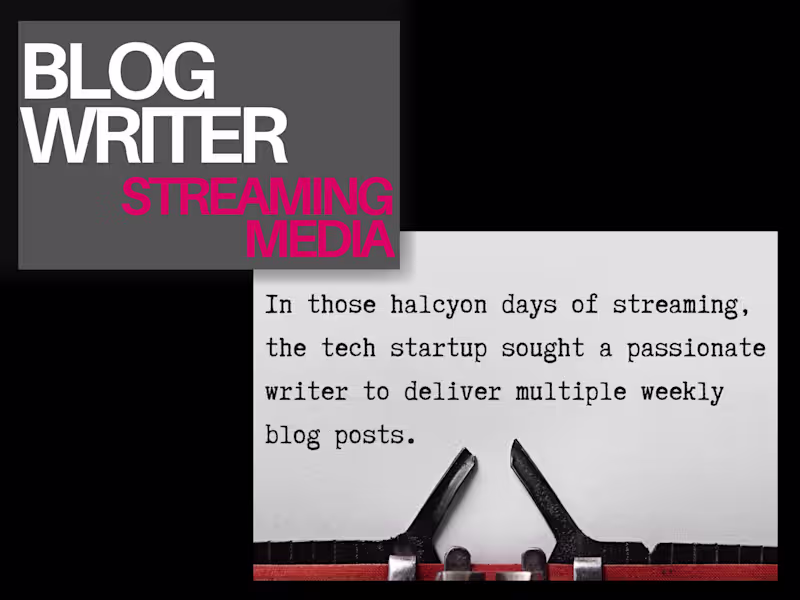 Cover image for Blog Writer for Streaming Media Startup