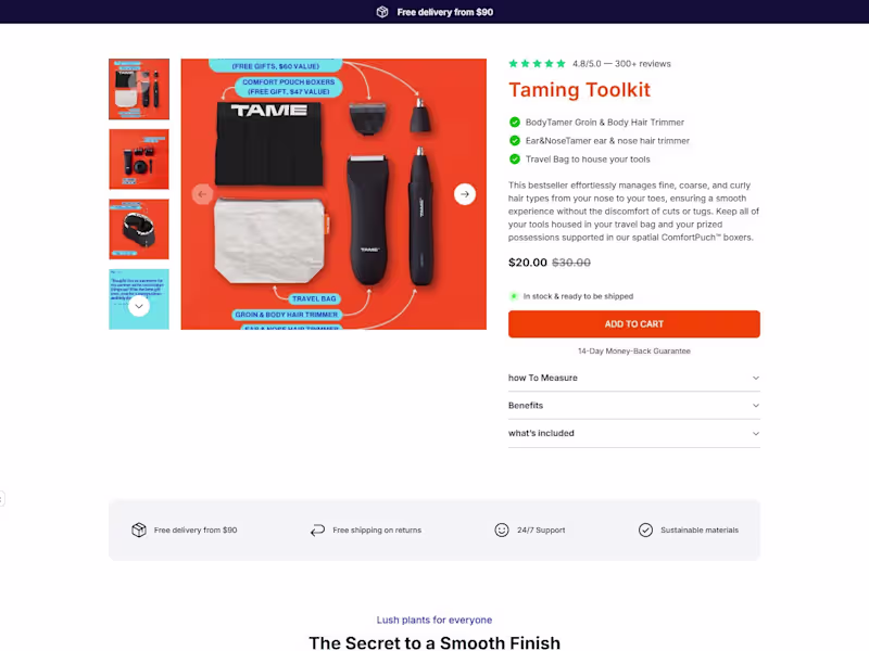 Cover image for Figma to Instant | Tame Grooming Store