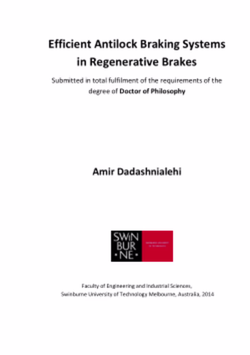Cover image for Efficient antilock braking systems in regenerative brakes