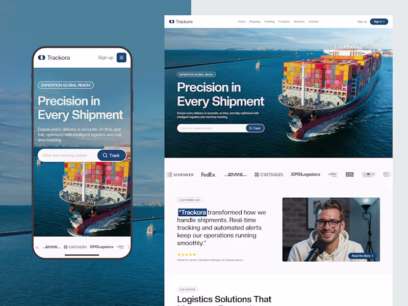 Cover image for Trackora - Shipping & Logistics Responsive Landing Page