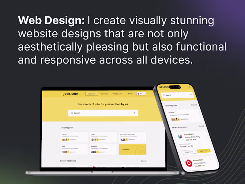 Cover image for I create stunning, functional, and responsive website designs
