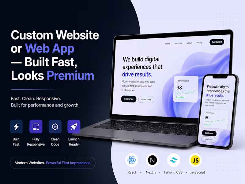 Cover image for Custom Website or Web App - Built Fast, Looks Premium