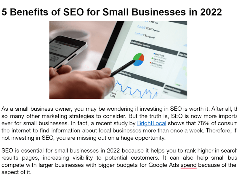 Cover image for 5 Benefits of SEO for Small Businesses in 2022.docx