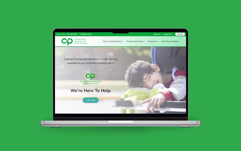 Cover image for Website design for cerebral palsy nonprofit