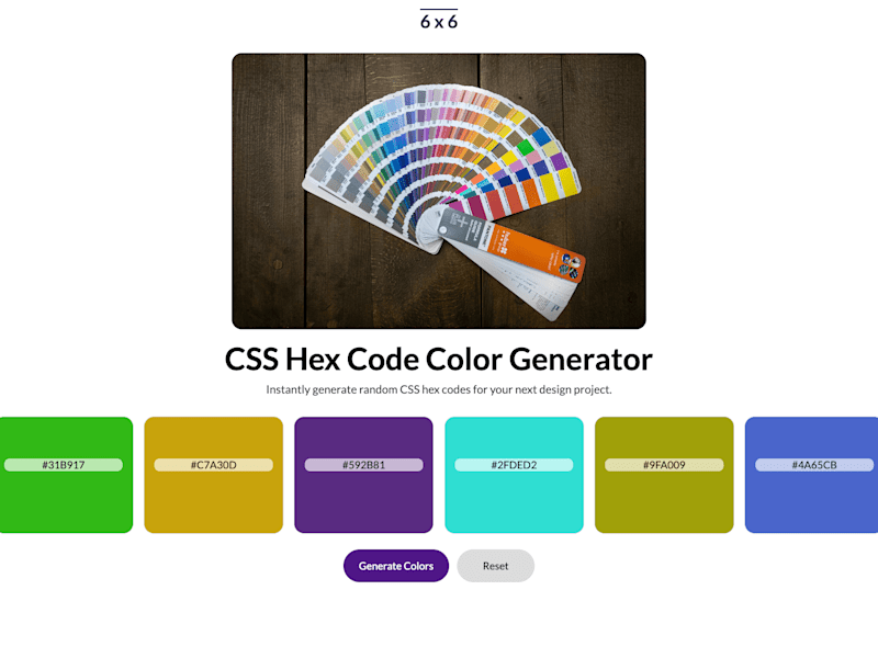 Cover image for 6-by-6: Free Hex Code Generator
