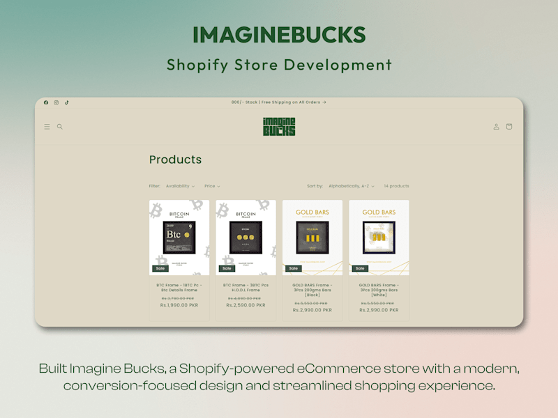 Cover image for Imagine Bucks - Shopify E-Commerce Platform Development