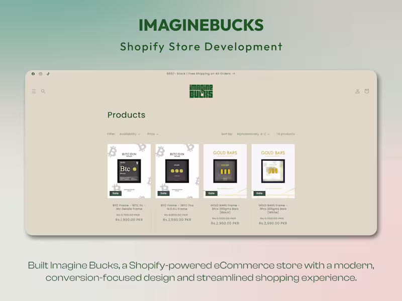 Cover image for Imagine Bucks - Shopify E-Commerce Platform Development