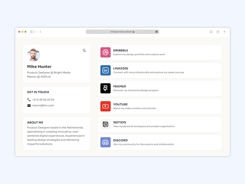 Cover image for Framer Design: Link Repository Website