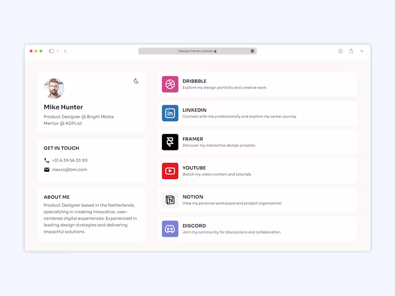 Cover image for Framer Design: Link Repository Website