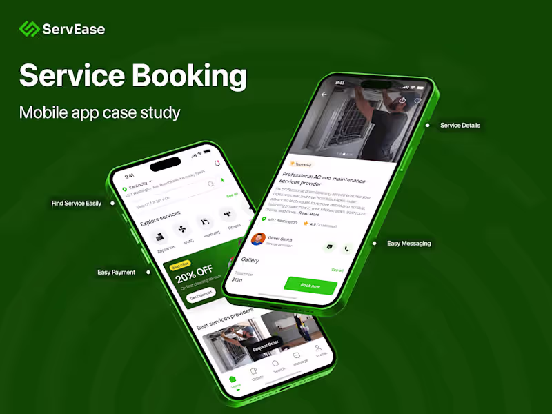 Cover image for ServEase - Service Booking Mobile App Design