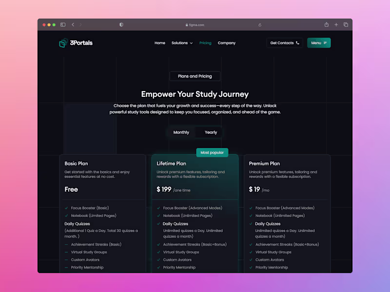 Cover image for Education tech dashboard pricing section