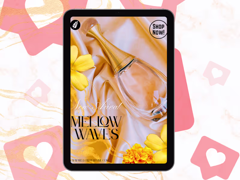 Cover image for Mellow Waves Perfume Poster Design
