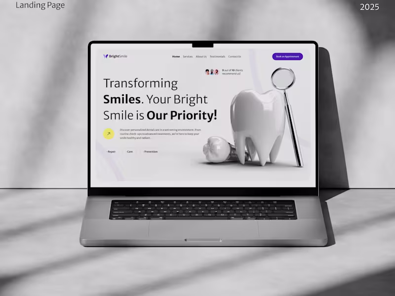 Cover image for Dental clinic landing page design