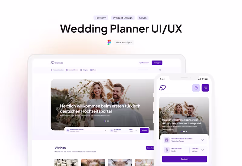 Cover image for Wedding Planner Platform - UI/UX (Desktop/Mobile)