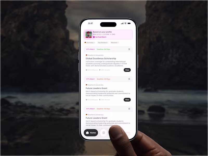 Cover image for Surge - Scholarship Matching AI App Design