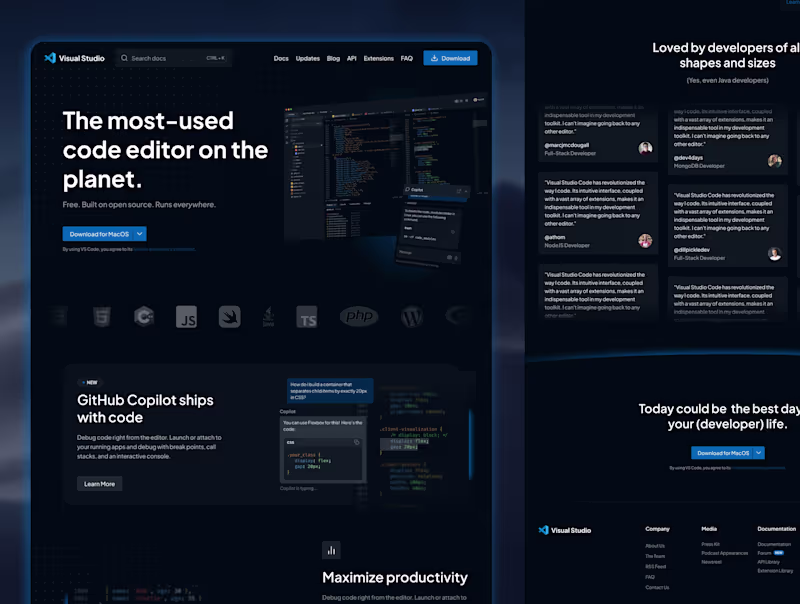 Cover image for VSCode – Marketing site redesign
