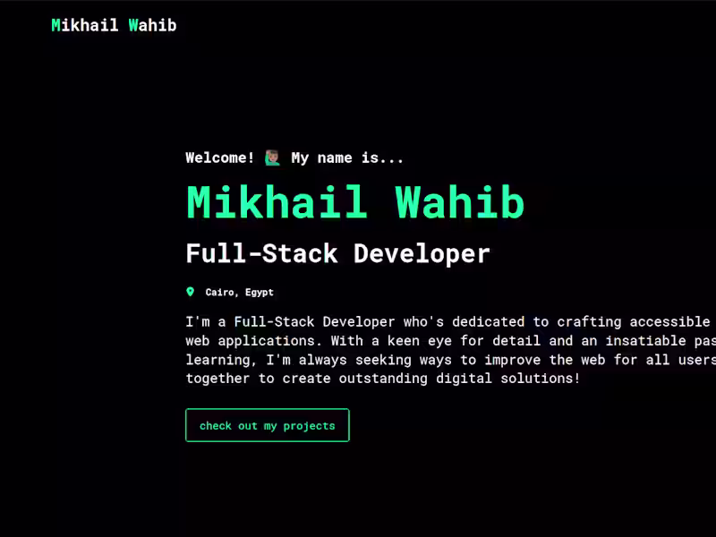 Cover image for Mikhail Wahib - Fullstack Developer