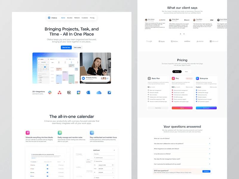 Cover image for Ofative - Task Management ⏐ Landing Page