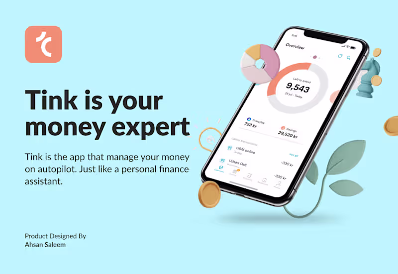 Cover image for Tink- finance App UI/UX Design