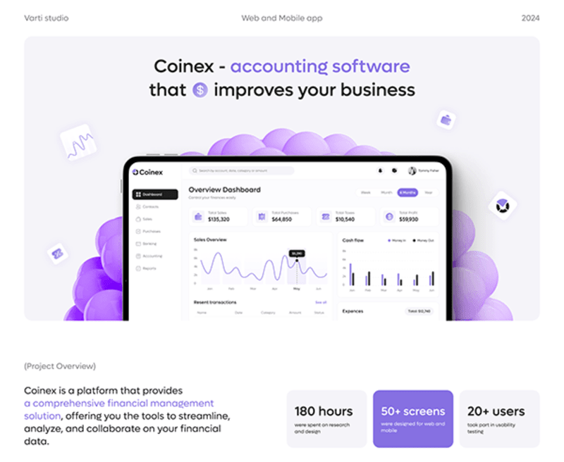 Cover image for Coinex : UI/UX Design | Accounting Software | Web App