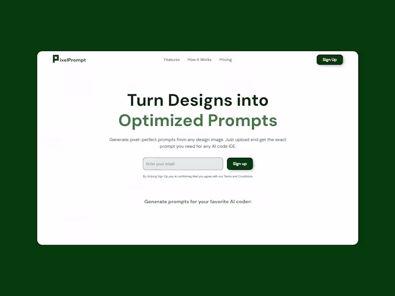 Cover image for PixelPrompt – SaaS Landing Page with GSAP & Custom Video Embed